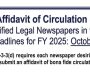 Reminder: Oct. 1 deadline for newspapers to file statement of ownership with US Postal Service; WVSOS affidavit of circulation due by Nov. 1
